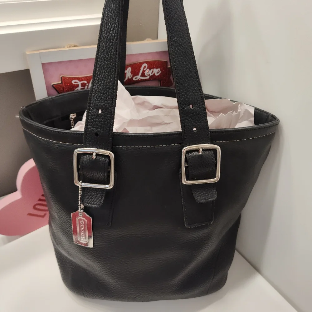 🖤Rare Vintage 90's Coach Hamilton Milbrook Pebbled Leather Shoulder Tote #9600 - Picture 2 of 16